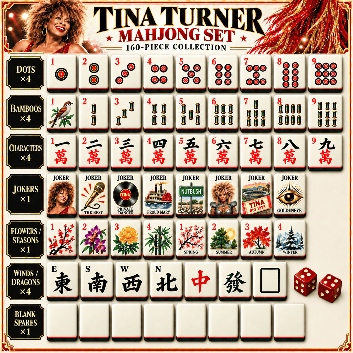 Premium TNTN Mahjong Tiles Set PVNA