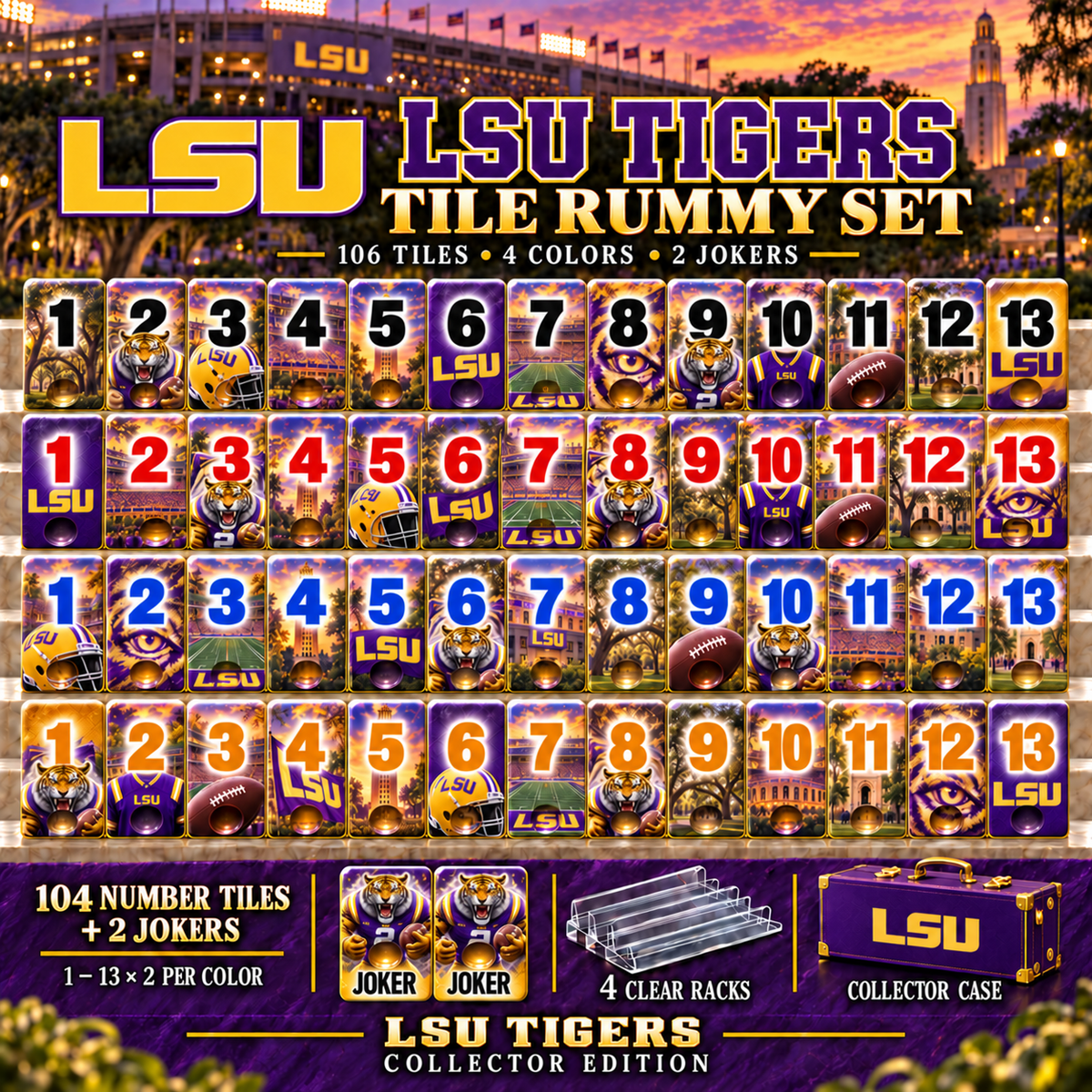 LSU Deluxe Rummy Game Set NTVA