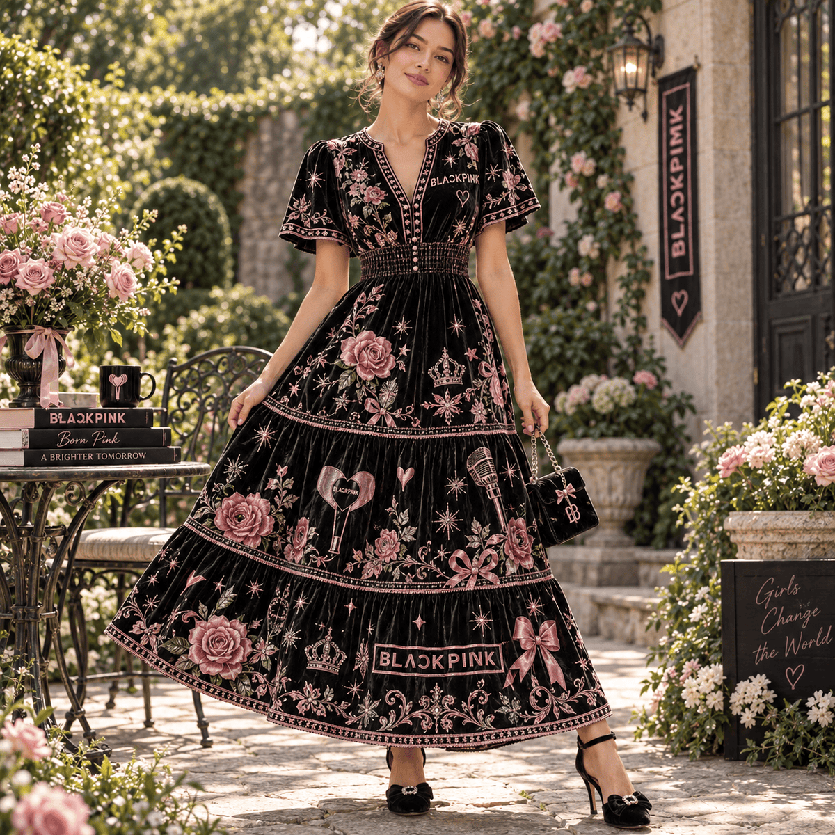 BLPK Premium Embroidered Velvet Maxi Dress PTKL