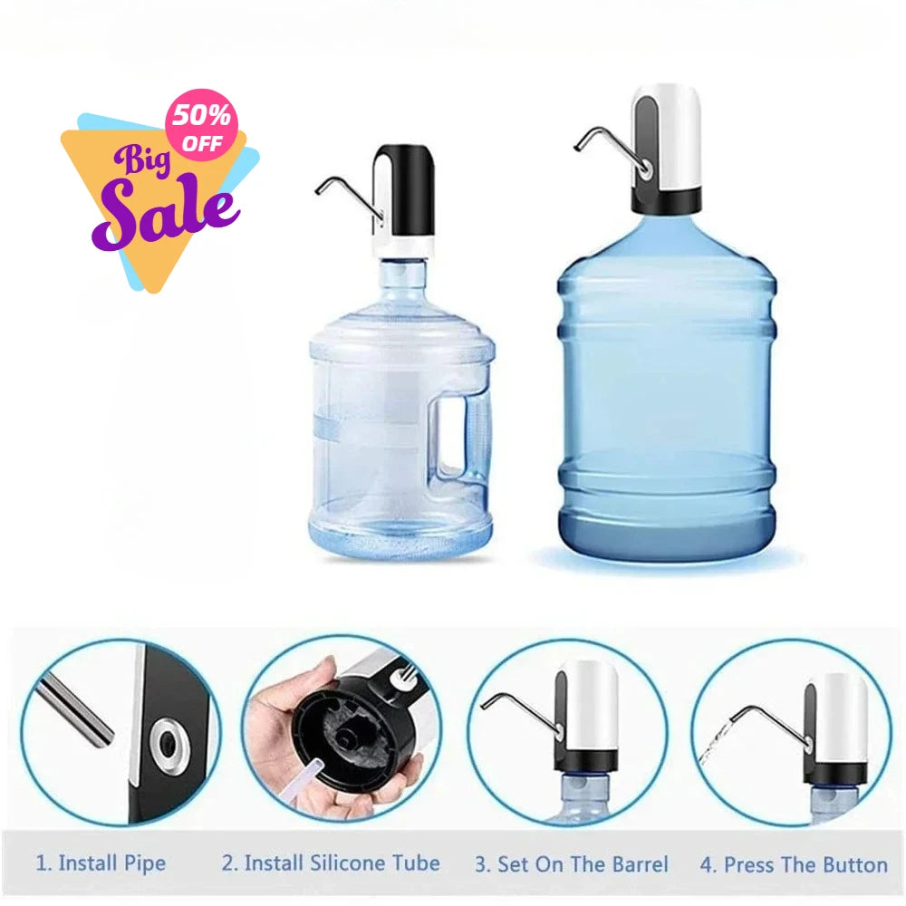 Water Dispenser Pump Portable Electric Water Dispenser Pump for 5 Gallon Bottles USB Rechargeable Water Bucket Tool Carboy Bar
