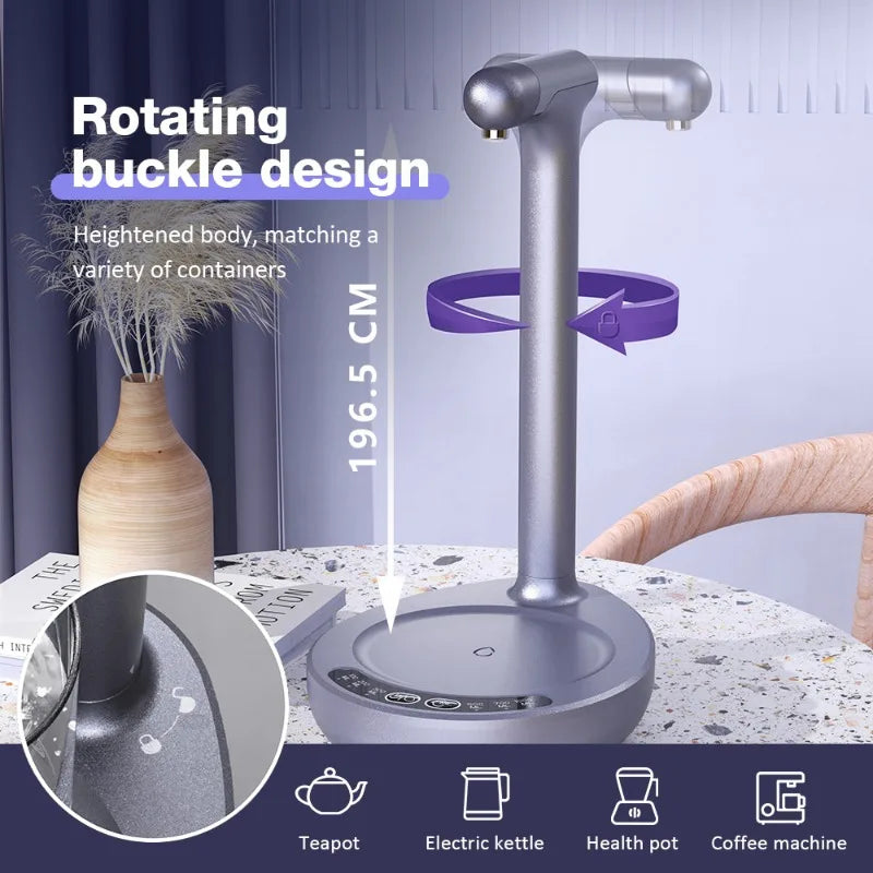 Desktop Water Bottle Dispenser USB Charging Button Control 6 Levels of Quantitative Water Adjustment Portable Smart Water Pump